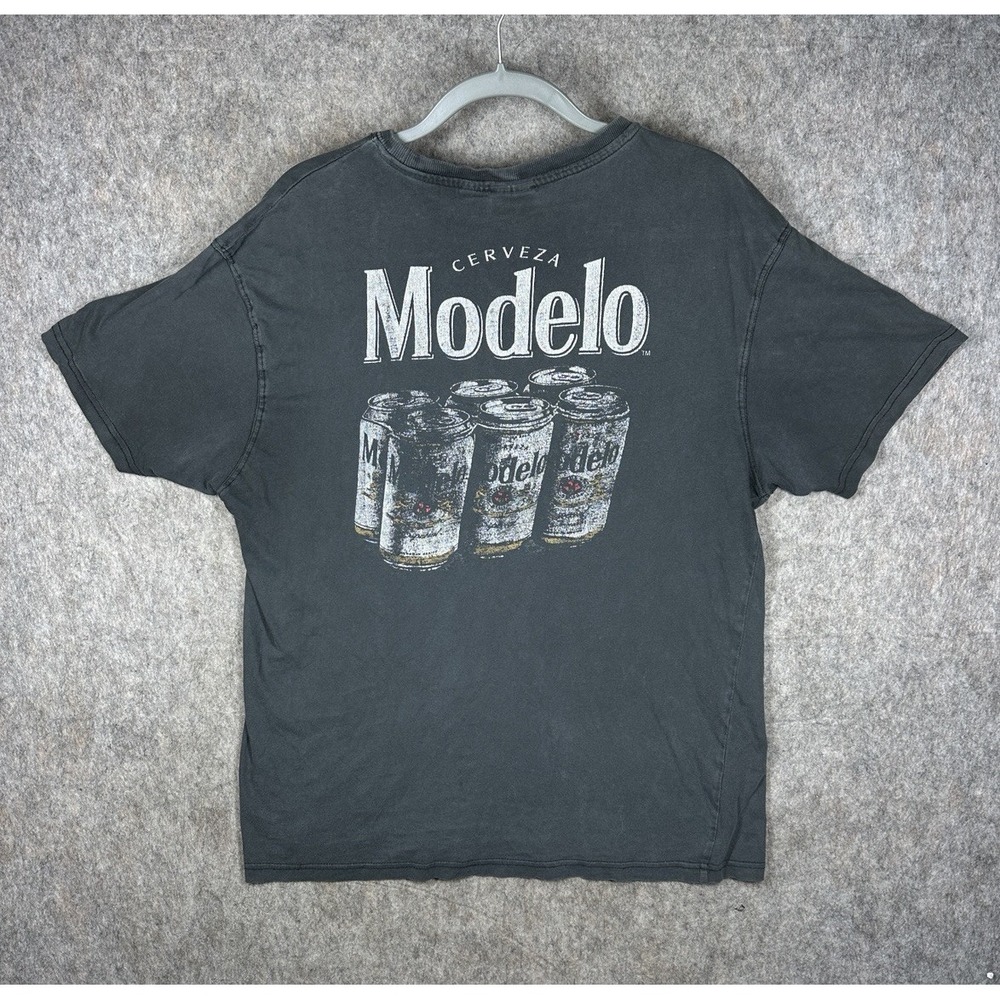 Modelo Especial Beer T Shirt Mens L Faded Distressed Double Sided Graphic Tee